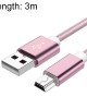 5 PCS Mini USB to USB A Woven Data   Charge Cable for MP3  Camera  Car DVR  Length  3m  Rose Gold