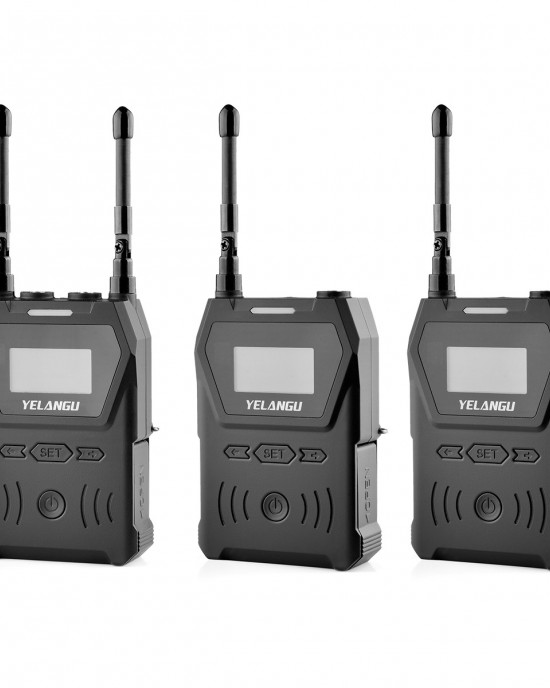 YELANGU YLG9929B MX4 Dual  Channel 100CH UHF Wireless Microphone System with 2 Transmitters and Receiver for DSLR Cameras and Video Cameras  Black