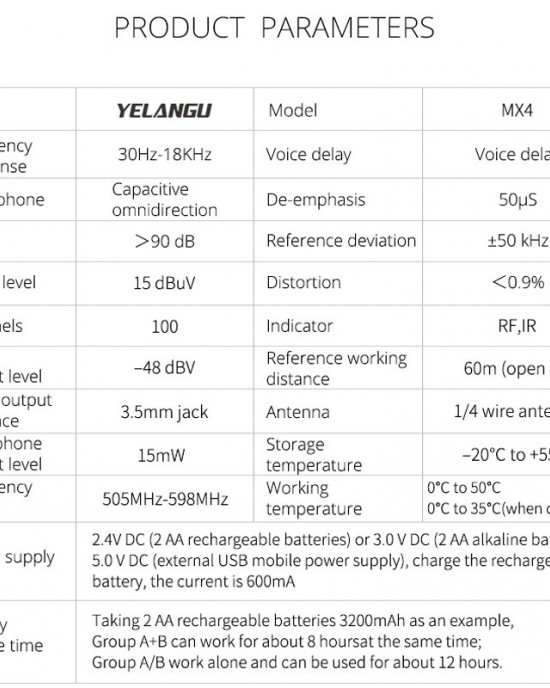 YELANGU YLG9929B MX4 Dual  Channel 100CH UHF Wireless Microphone System with 2 Transmitters and Receiver for DSLR Cameras and Video Cameras  Black