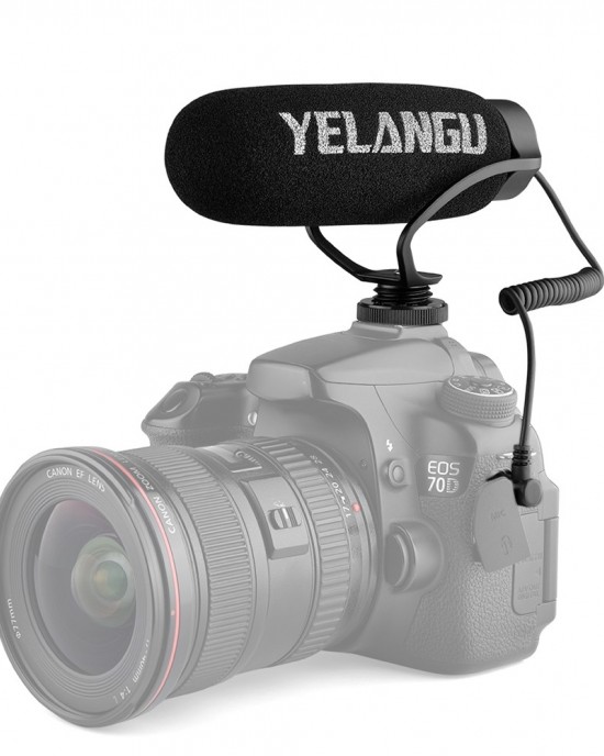 YELANGU MIC08 Video Shotgun Microphone with 3 5mm Audio Cable for DSLR   DV Camcorder  Black