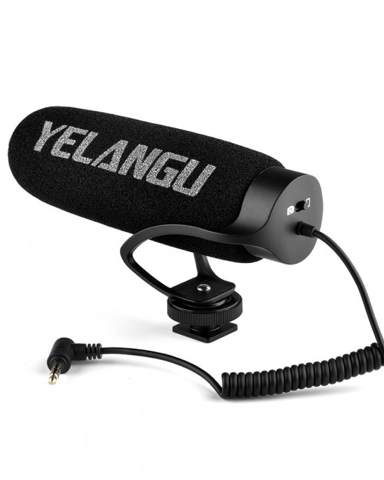 YELANGU MIC08 Video Shotgun Microphone with 3 5mm Audio Cable for DSLR   DV Camcorder  Black