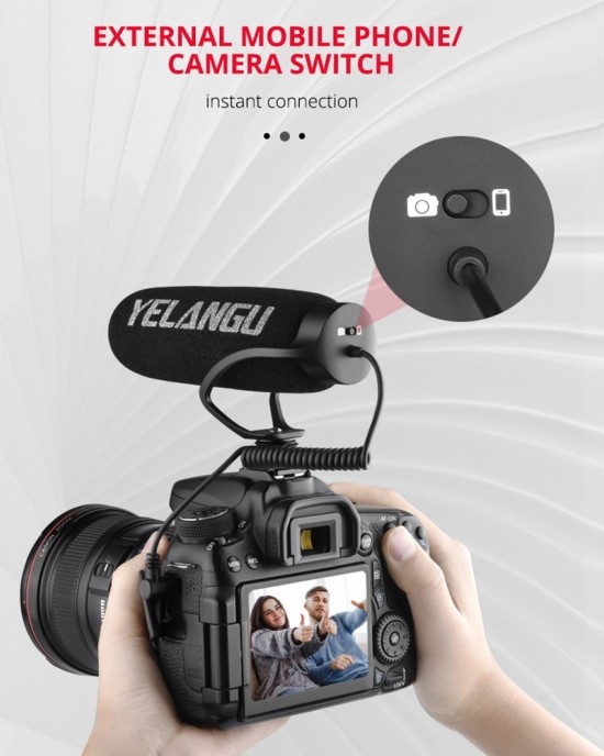 YELANGU MIC08 Video Shotgun Microphone with 3 5mm Audio Cable for DSLR   DV Camcorder  Black