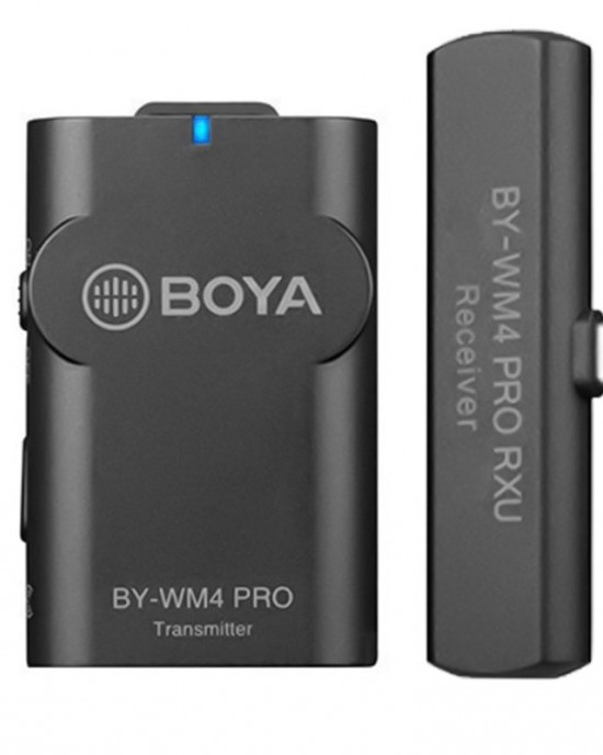 BOYA BY  WM4 Pro K5 Dual  Channel 2 4G Wireless Lavalier Microphone System with Transmitter and Type  C Receiver for Smartphones and Cameras