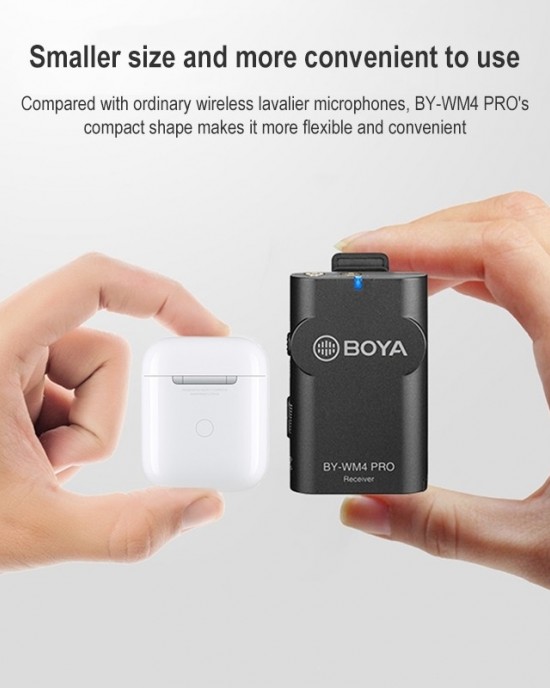 BOYA BY  WM4 Pro K5 Dual  Channel 2 4G Wireless Lavalier Microphone System with Transmitter and Type  C Receiver for Smartphones and Cameras