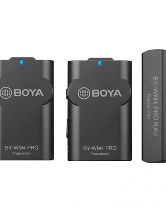 BOYA BY  WM4 Pro K6 Dual  Channel 2 4G Wireless Lavalier Microphone System with 2 Transmitters and Type  C Receiver for Smartphones and Cameras