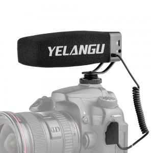 YELANG MIC09 Shotgun Gain Condenser Broadcast Microphone with Windshield for Canon   Nikon   Sony DSLR Cameras  Smartphones  Black