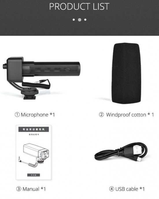 YELANG MIC09 Shotgun Gain Condenser Broadcast Microphone with Windshield for Canon   Nikon   Sony DSLR Cameras  Smartphones  Black