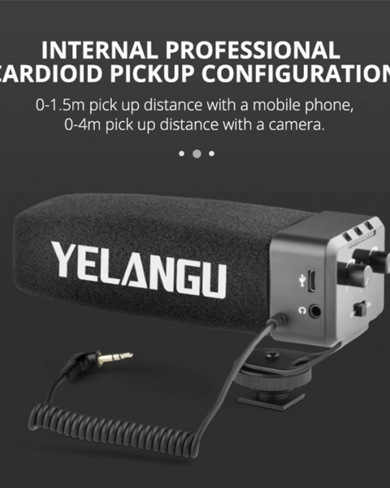 YELANG MIC09 Shotgun Gain Condenser Broadcast Microphone with Windshield for Canon   Nikon   Sony DSLR Cameras  Smartphones  Black