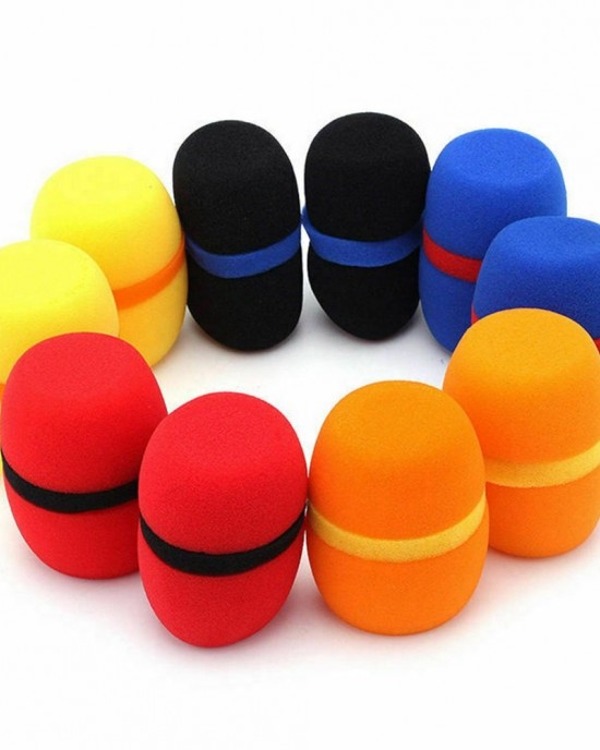 10 PCS Handheld Dust Proof Soft Sponge Microphone Cover  Random Color