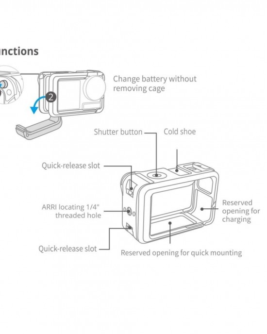 PGYTECH For DJI Osmo Action 3 Aluminum Alloy Camera Housing Shell Expansion Protective Frame