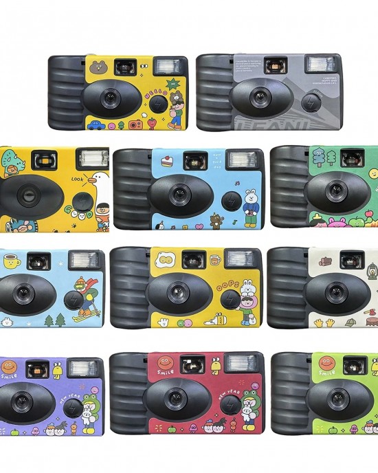 18pcs Sking Retro Film Camera Waterproof Cartoon Decorative Stickers without Camera