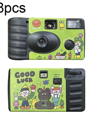 18pcs Green Good Luck Retro Film Camera Waterproof Cartoon Decorative Stickers without Camera