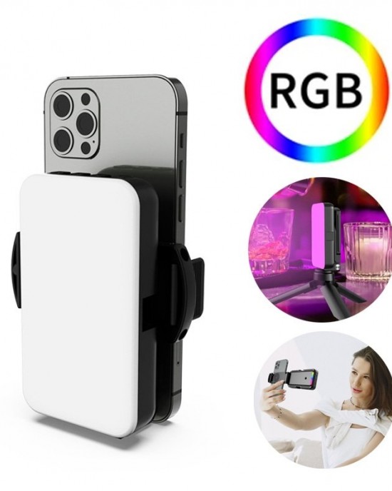 RGB Fill Light Photography Lamp With Hidden Folding Phone Clip   Cold Shoe Interface F  615