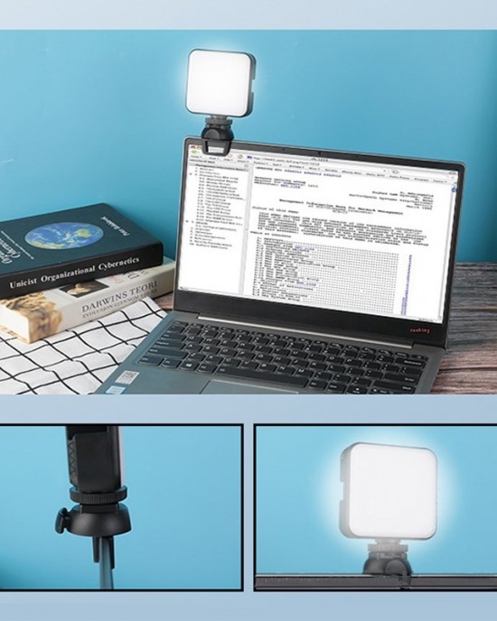 W64 64LEDs Video Conferencing Mobile Laptop Live Fill Light Photography Pocket Lamp  Clip Tripod Set