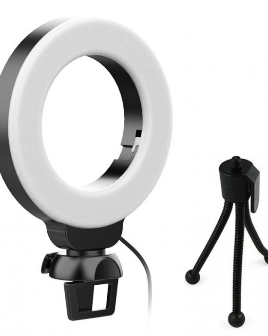 YRing48 4  Inch 48LEDs Laptop Camera Video Conference Live Beauty Ring Fill Light  Clip with Tripod