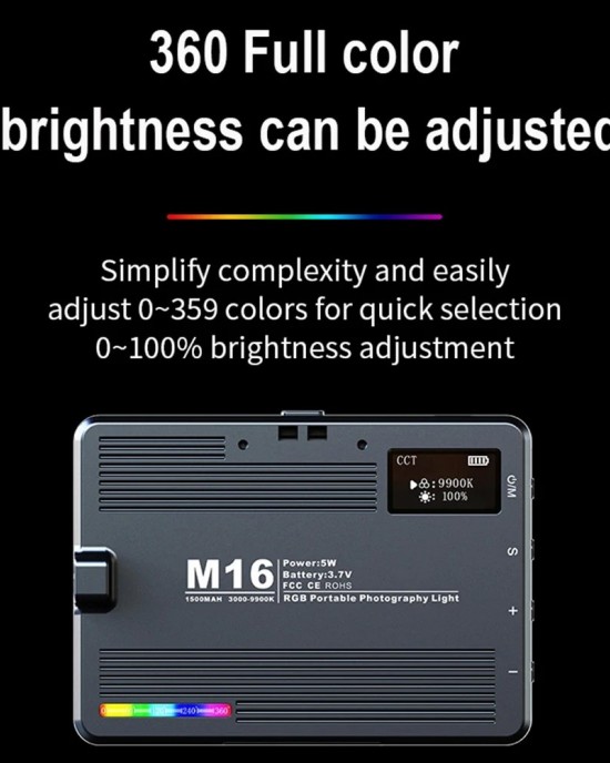 Desiontal M16 RGB Rechargeable Pocket Light Mini Photography Light LED Outdoor Shooting Supplementary Light