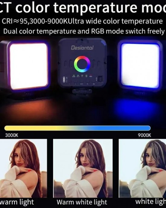 Desiontal W70 Full Color RGB Live Fill Light Portable Small Pocket Light Ambient Photo Handheld Photography Lighting